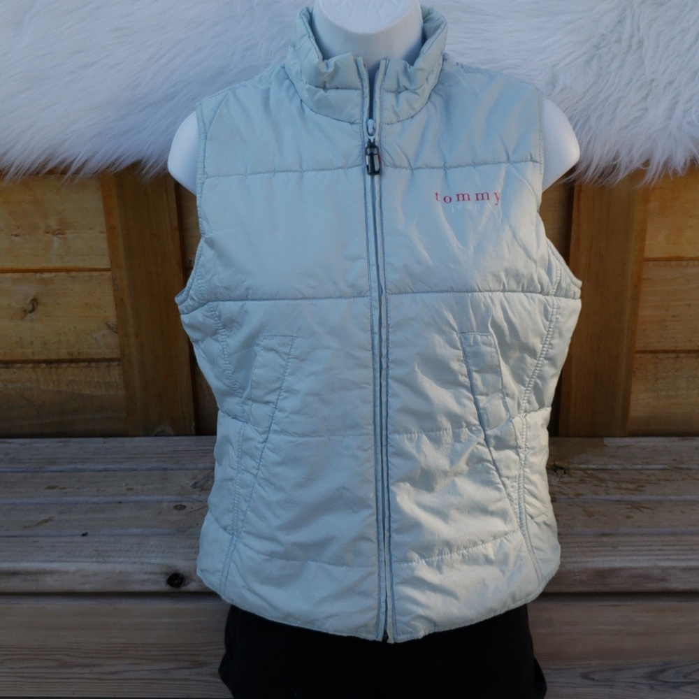 Tommy Jeans Vest by Tommy Hilfiger Light Blue with Red and White Letters Nylon